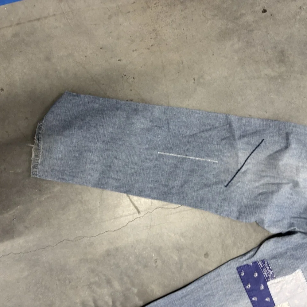 A.Tiziano Mens Patchwork Bandana Denim Jeans Blue Size 34